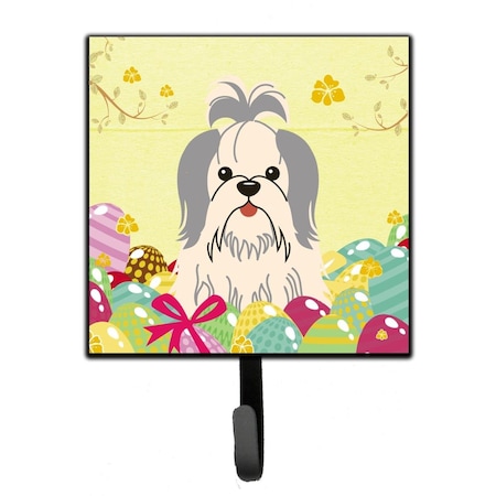 Carolines Treasures Easter Eggs Shih Tzu Silver & White Leash or Key Holder BB6085SH4